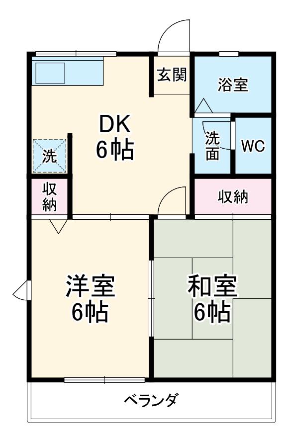 セントラルハイムA(2DK/1階)の間取り写真
