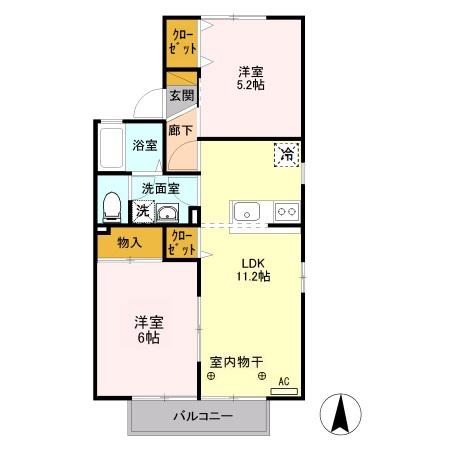パルティール(2LDK/1階)の間取り写真