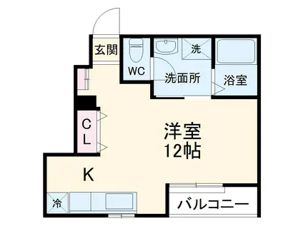 カッシュ藤が丘(ワンルーム/1階)の間取り写真