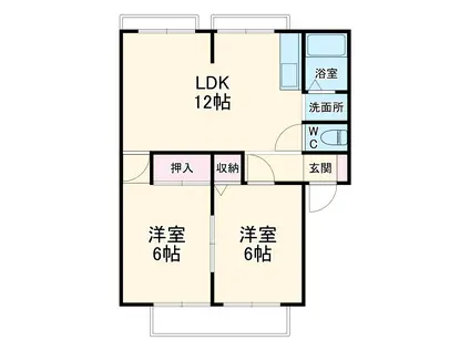 サンビレッジ戸ヶ崎A(2LDK/1階)の間取り写真