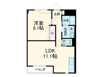 グラン ブリエ(1LDK/1階)の間取り写真