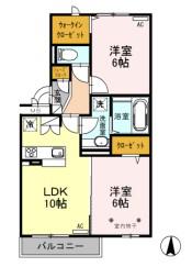ロイジェントパークス レイクタウン 3O(2LDK/2階)の間取り写真