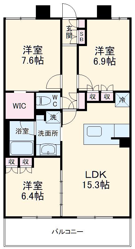 RESIDENCE D 東山(3LDK/4階)の間取り写真