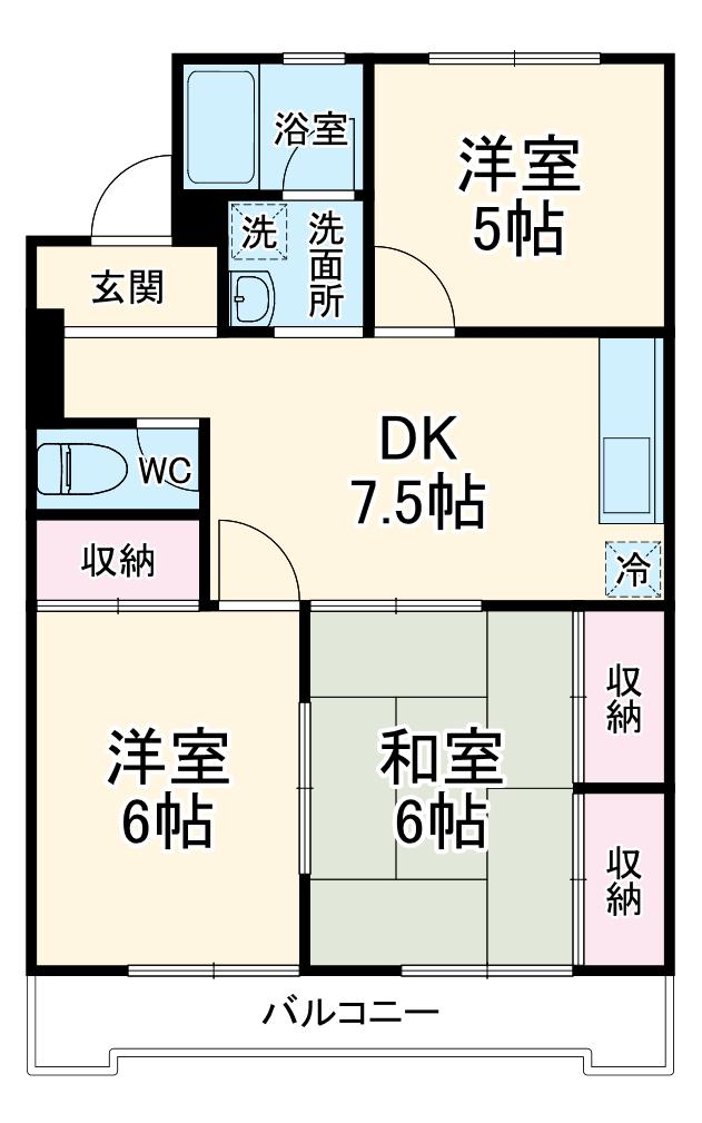 マンション加藤(3DK/3階)の間取り写真
