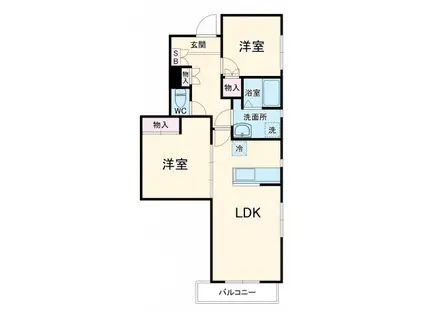 グランデール(2LDK/1階)の間取り写真