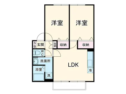 ガーデンコート西添(2LDK/1階)の間取り写真