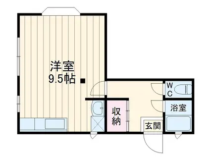 天台ハイリビング壱番館(ワンルーム/1階)の間取り写真