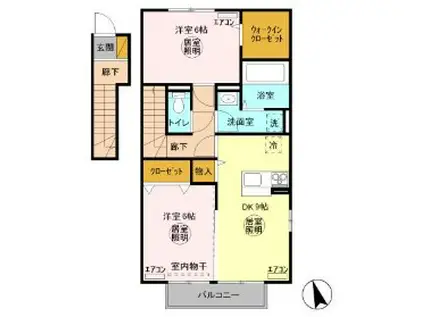 グランドステージ久保台 A(2DK/2階)の間取り写真