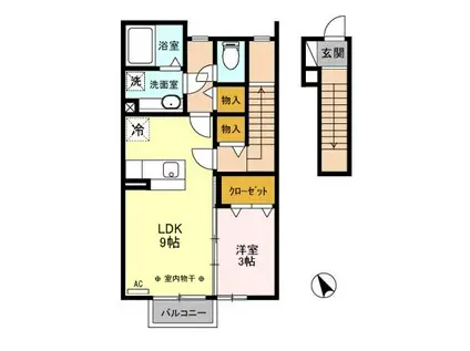 ローズコート城北(1LDK/2階)の間取り写真