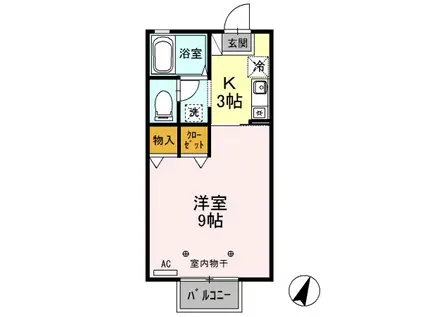 H・Iハウス(1K/2階)の間取り写真
