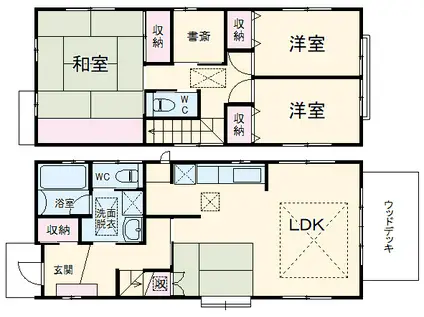 静岡鉄道静岡清水線 桜橋駅(静岡) 徒歩14分 2階建 築18年(3SLDK)の間取り写真