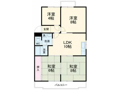 第2グリーンハイツ(4LDK/1階)の間取り写真