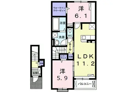 常磐線 荒川沖駅 徒歩12分 2階建 築4年(2LDK/2階)の間取り写真
