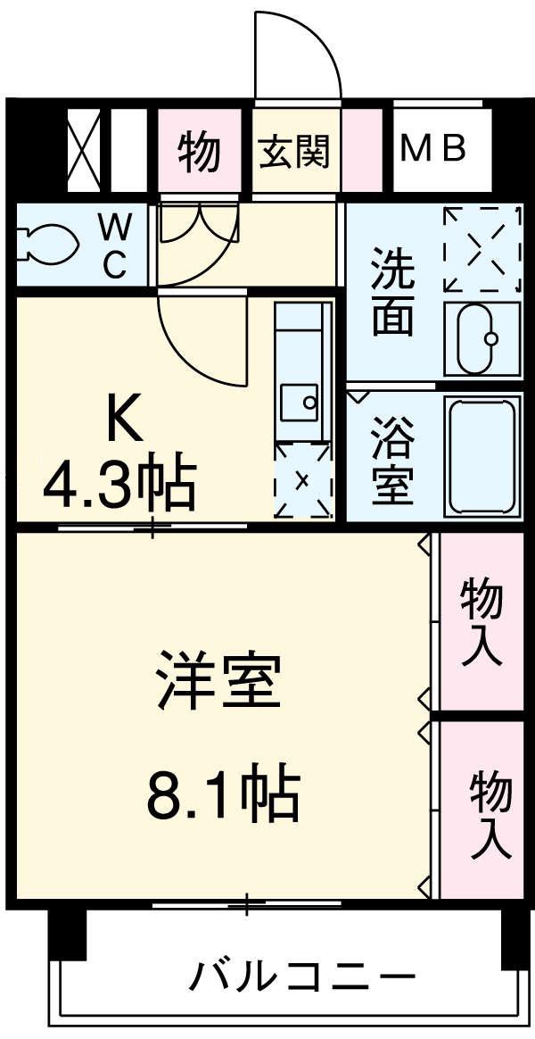 メゾン ドゥ 城北(1K/1階)の間取り写真