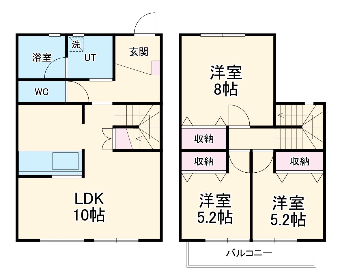 Ｇｒｅｅｎ　Ｃｏｕｒｔ社が丘(3LDK)の間取り写真