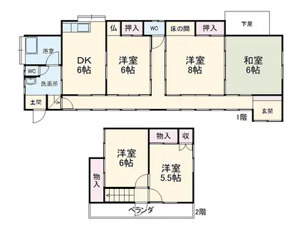 成田線 安食駅 徒歩11分 2階建 築36年(5DK)の間取り写真