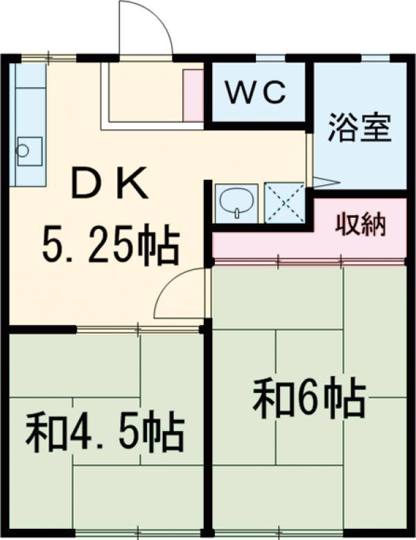 大塚南ハイツ(2DK/2階)の間取り写真