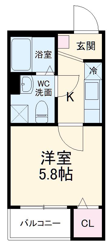 A-FLAT(1K/3階)の間取り写真