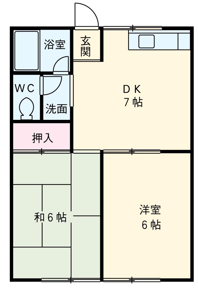 成瀬ハイツ(2DK/2階)の間取り写真