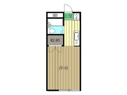 サン&パームIKEDA(ワンルーム/2階)の間取り写真