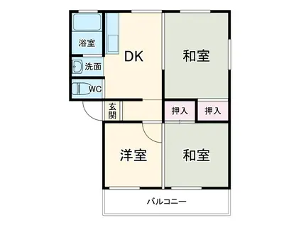 あらきハイツ(3DK/2階)の間取り写真