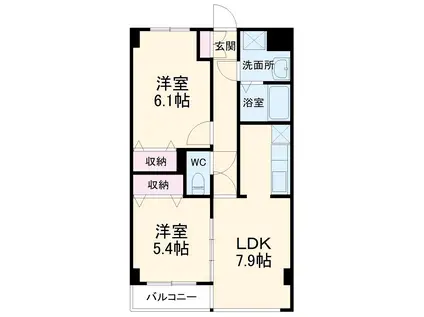KAISHO(2LDK/3階)の間取り写真