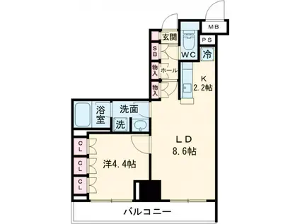 セリオ落合東中野(1LDK/4階)の間取り写真