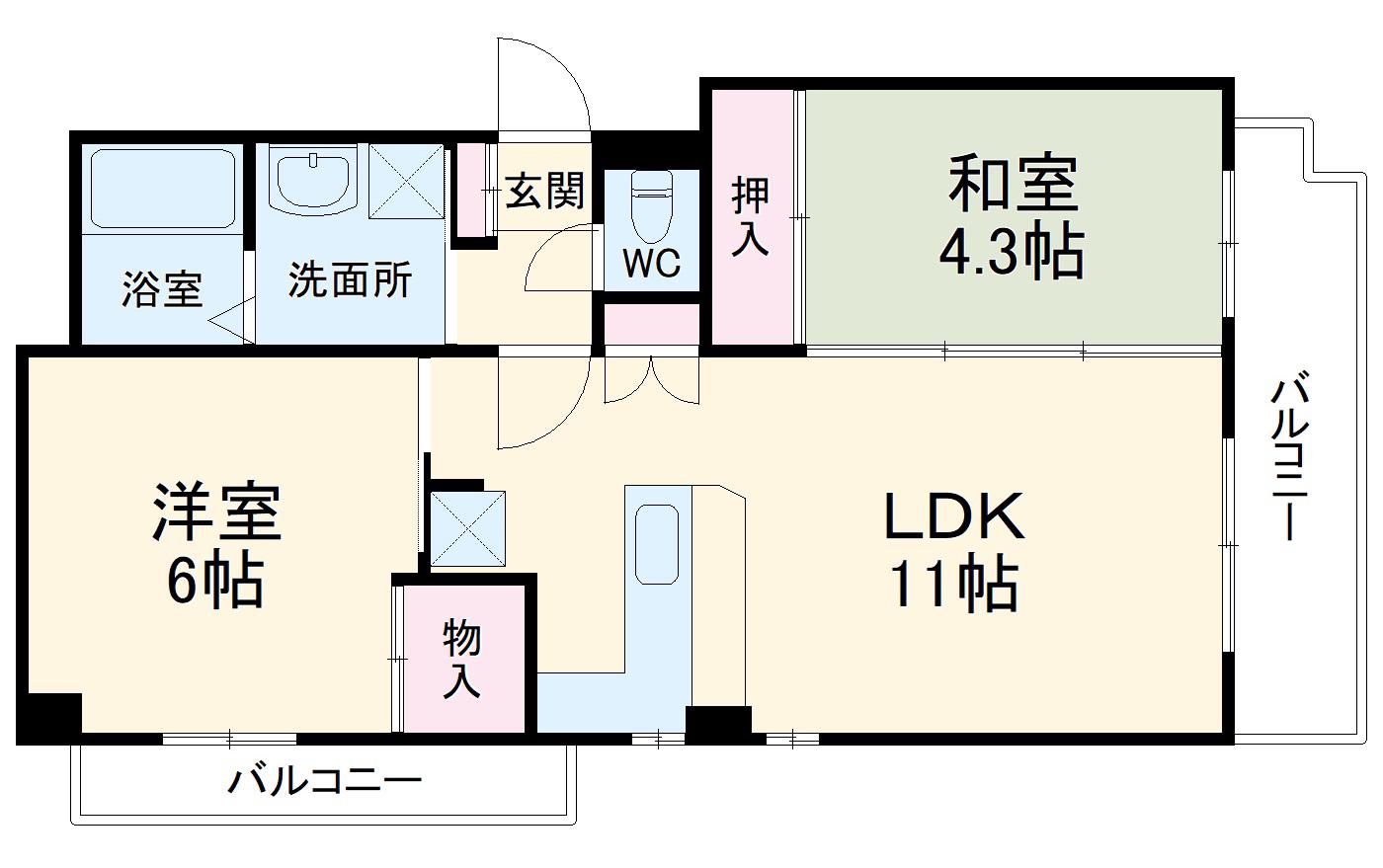 マティエール曽根(2LDK/1階)の間取り写真