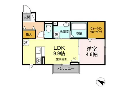 カーサ・ソラーレ(1LDK/2階)の間取り写真