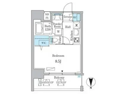 アリエッタNAGOYA(1K/7階)の間取り写真