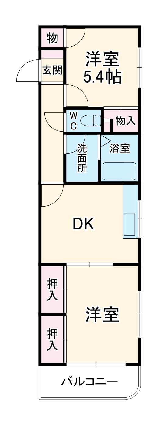 アーガスヒルズ6(2DK/3階)の間取り写真