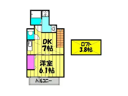 ヴァーグ弐番館(1DK/2階)の間取り写真