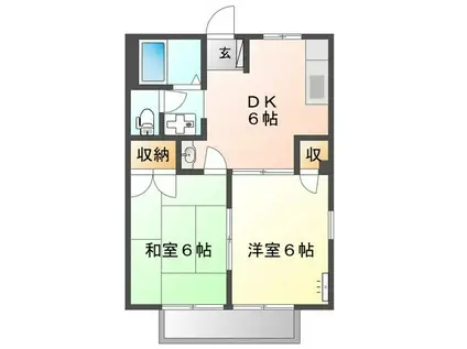 プレミール1(2DK/1階)の間取り写真