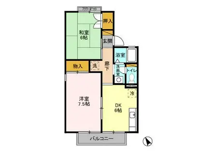 ファーストヴューラー十壱番館(2DK/2階)の間取り写真