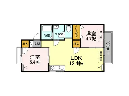 クリーンハウス藤丸(2LDK/1階)の間取り写真