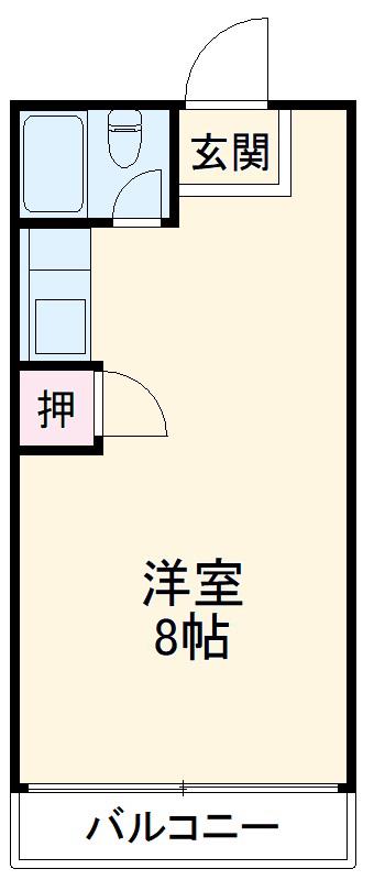 キャッスル康生(ワンルーム/1階)の間取り写真