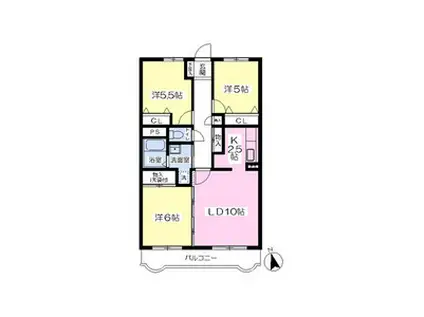 ドゥ・メゾン・マルショウ(3LDK/1階)の間取り写真