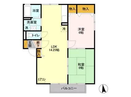 セジュールみやびB棟(2LDK/2階)の間取り写真