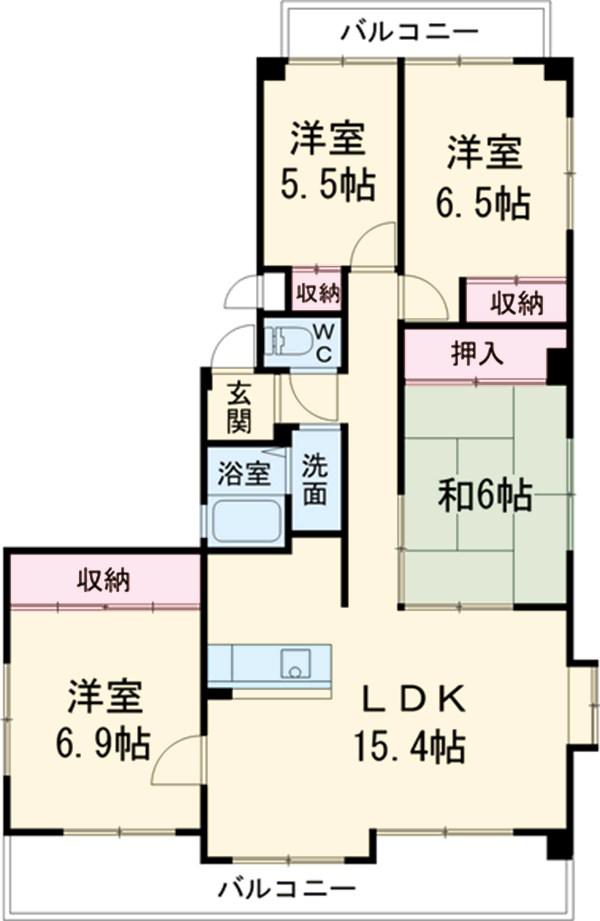 グリーンタウン宮地A(4LDK/4階)の間取り写真