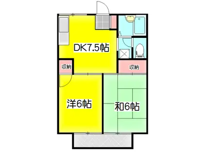 プレジール六実(2DK/2階)の間取り写真