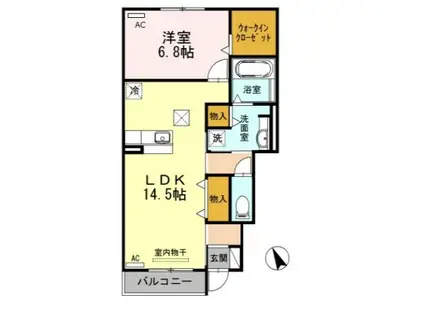 ゴールドバレーⅡ(1LDK/1階)の間取り写真