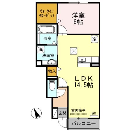ゴールドバレーⅡ(1LDK/1階)の間取り写真