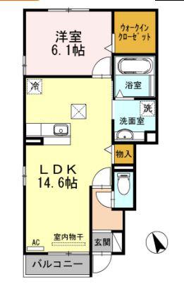 ゴールドバレーⅡ(1LDK/1階)の間取り写真