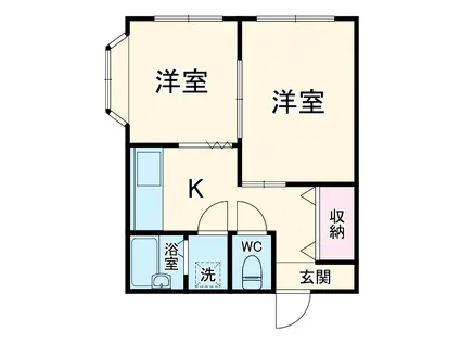 道ハイム(2K/1階)の間取り写真