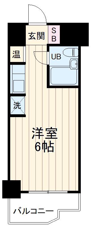 朝日多摩川プラザ(ワンルーム/6階)の間取り写真