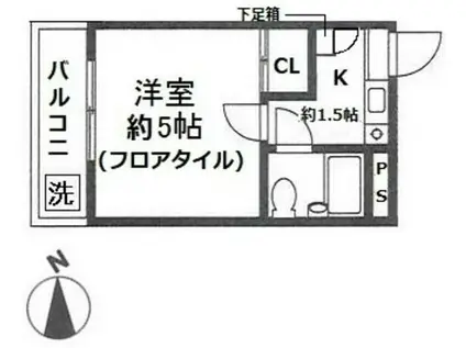 リバーサイド日吉(1K/3階)の間取り写真