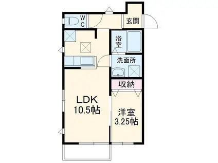 アルシオーネ三春台(1LDK/1階)の間取り写真