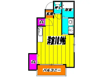 ウインドミル(ワンルーム/1階)の間取り写真