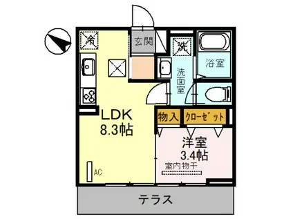 DIMORARE(1LDK/1階)の間取り写真