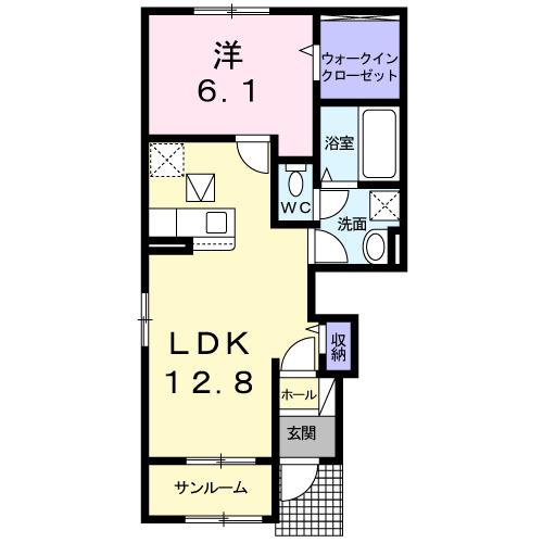 メゾンフクールⅠ(1LDK/1階)の間取り写真